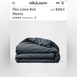 $330.53 Silk&Snow 100% Flax Linen Duvet Cover, Queen, Flint Black